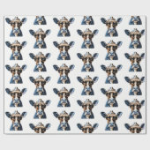 Papier Cadeau Drôle Vache Cowboy portant des lunettes de soleil (Plat)