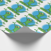 Papier Cadeau Drôle vert souriant animé lézard d'iguane (Coin)