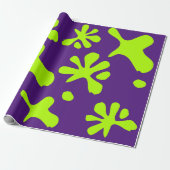Papier Cadeau Drôle violet violet néon vert citron motif enfants (Déroulé)