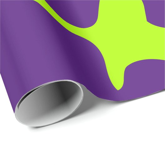 Papier Cadeau Drôle violet violet néon vert citron motif enfants (Coin rond)