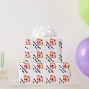 Papier Cadeau Drôle visage clown motif coutume Anniversaire