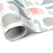 Papier Cadeau Drôle Visage mignon Doodle Motif animal (Coin rond)