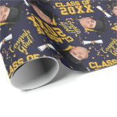 Papier Cadeau Drôle Visage Photo Graduation Cap Marine Enveloppe (Coin rond)