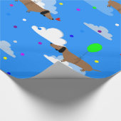 Papier Cadeau drôles chiens ballons dachshund nuages (Coin)