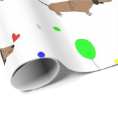 Papier Cadeau drôles chiens vierges ballons dachshund (Coin rond)