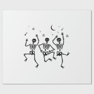 Papier Cadeau Drôles de squelettes de Halloween dansant Joyeux H