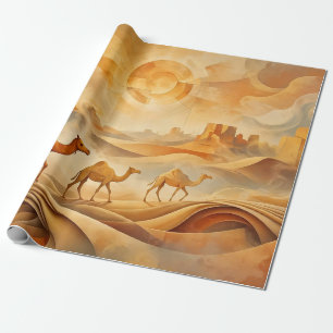 Papier Cadeau Dromadaires du lever de soleil dans le désert Sabl