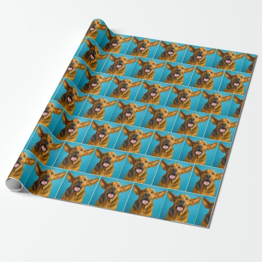 Papier Cadeau Drooling Bloodhound With Surprised Expression (Déroulé)