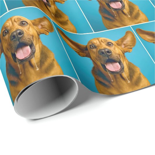 Papier Cadeau Drooling Bloodhound With Surprised Expression (Coin rond)