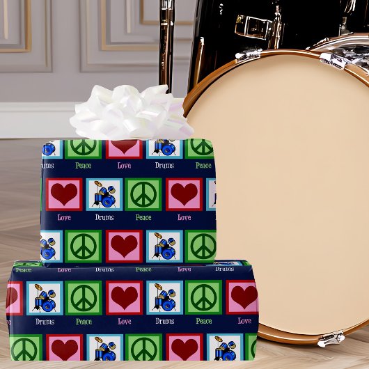 Papier Cadeau Drummer Bleu Cool de Peace Love