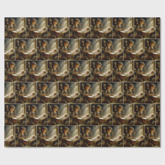 Papier Cadeau Drummer Boy with Baby Jesus in a Manger (Plat)