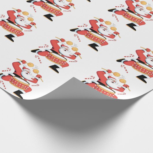 Papier Cadeau Drummer de Père Noël moche Noël Noël Xmas Drumming (Coin)