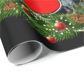 Papier Cadeau Drummer Père Noël Noël Drum Drummer Noël (Coin rond)