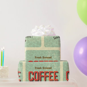 Papier Cadeau Du Café Fraîchement Brassé Y Est Servi