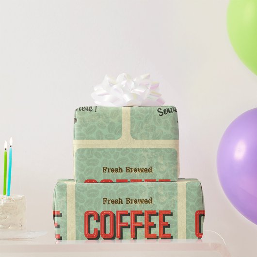 Papier Cadeau Du Café Fraîchement Brassé Y Est Servi