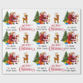 Papier Cadeau Du nom de l'enfant Père Noël Christmas Reindeer (Plat)
