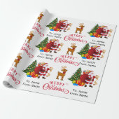 Papier Cadeau Du nom de l'enfant Père Noël Christmas Reindeer (Déroulé)