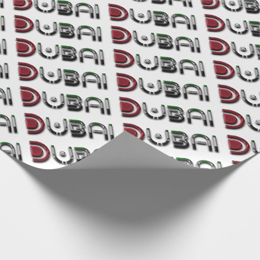 Papier Cadeau Dubaï UAE Typographie Texte élégant uniquement (Coin)