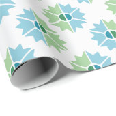 Papier Cadeau Duo Starburst in Green and Aqua (Coin rond)