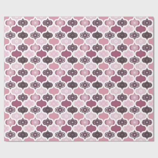 Papier Cadeau Dusky Rose Dot Mandalas Ogee Patchwork (Plat)