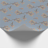 Papier Cadeau Dusty Blue Automne Branche Feuilles Automne (Coin)