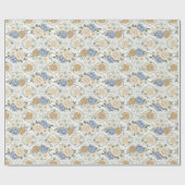 Papier Cadeau Dusty Blue Floral Wedding Gift Wrapping Paper (Plat)