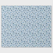 Papier Cadeau Dusty Blue Hearts Pattern Wrapping Paper Roll (Plat)
