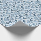 Papier Cadeau Dusty Blue Hearts Pattern Wrapping Paper Roll (Coin)