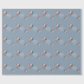 Papier Cadeau Dusty Blue Misty Rose Fleurs Mariage de cadre or (Plat)