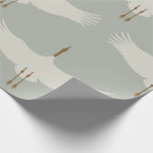 Papier Cadeau Dusty Blue Neutral Birds Grues Art Déco Motif (Coin)