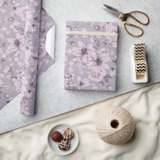 Papier Cadeau Dusty Lavender Floral (Artisanat)