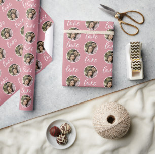 Papier Cadeau Dusty Pink Valentine's Custom Photo Style Moderne