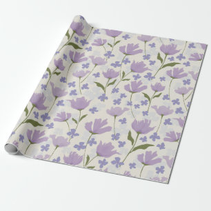 Papier Cadeau Dusty Purple et Crème Joli motif floral