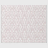 Papier Cadeau Dusty Rose Blanc Damask Mariage élégant (Plat)