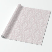 Papier Cadeau Dusty Rose Blanc Damask Mariage élégant (Déroulé)