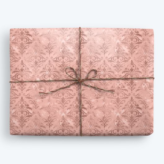 Papier Cadeau Dusty rose élégante Damask victorienne