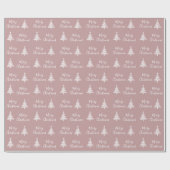 Papier Cadeau Dusty Rose Joyeux Noël Blanc Arbre de Noël (Plat)