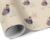 Papier Cadeau Dutch Kids, Delft Look, (Coin rond)