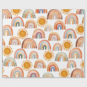 Papier Cadeau Earth Modern Boho Rainbow et Sun (Plat)