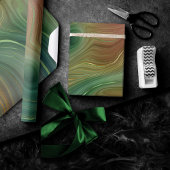 Papier Cadeau Earthy Emerald Strata | Agate d'encre verte et dor