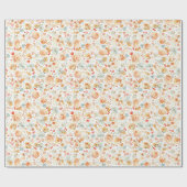 Papier Cadeau Earthy Terracotta Whimsical Flowers Handdrawn Fall (Plat)