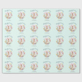 Papier Cadeau Easter Bunny Aquarelle Lumière Vert Nom personnali (Plat)