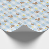 Papier Cadeau Easter Bunny Blue Gingham Wrapping Paper (Coin)