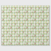 Papier Cadeau Easter Bunny Green Gingham Wrapping Paper (Plat)