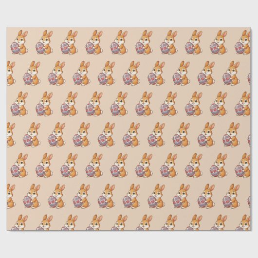 Papier Cadeau Easter Bunny Pattern Wrapping Paper | Glossy Art (Plat)