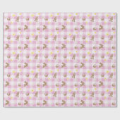 Papier Cadeau Easter Bunny Pink Gingham Wrapping Paper (Plat)