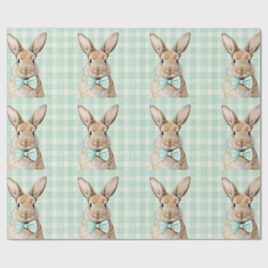 Papier Cadeau Easter Bunny Plaid Pattern Wrapping Paper (Plat)