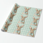 Papier Cadeau Easter Bunny Plaid Pattern Wrapping Paper (Déroulé)