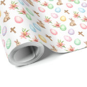 Papier Cadeau Easter Grace – Seamless Pastel Bunny & Cross Patte (Coin rond)