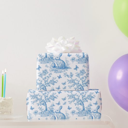 Papier Cadeau Easter-rabbit-toile-de-jouy pattern (Cadeaux de fête)